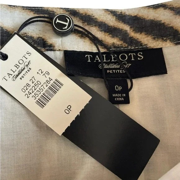 NWT Talbots Tiger Animal Print Cotton Fit & Flare Midi Skirt Women's Size 0P - Picture 7 of 9